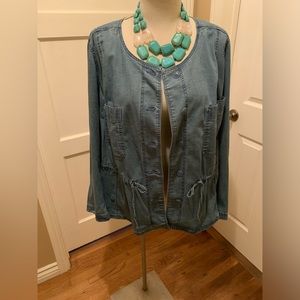 Lane Bryant NWT collarless denim utility jacket size 28